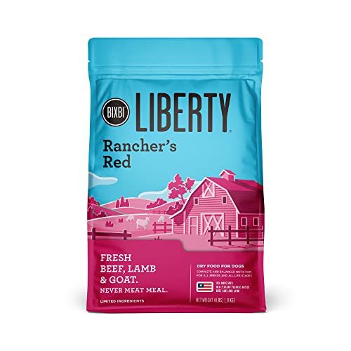  BIXBI Liberty Grain Friendly Dry Dog Food, Rancher's Red Recipe, 4 Lbs - Fresh Meat, No Meat Meal, No Fillers - Gently Steamed & Cooked - No Soy, Corn, Rice Or Wheat For Easy Digestion - USA Made