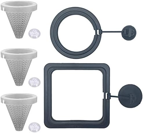  NGe 5Pcs Round Square Cone Fish Feeder Set, Floating Food Feeding Ring, Live Red Worm Feeder Funnel Plate, With Suction Cups (Black)