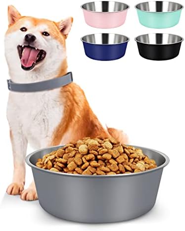  LIHONG Stainless Steel Dog Bowls, Non Slip Dog Bowls, Dog Food Water Bowls, Pet Bowls For Small Medium Large Dogs Cats, Metal Basic Bowls, Dishwasher Safe, Easy To Clean, Green