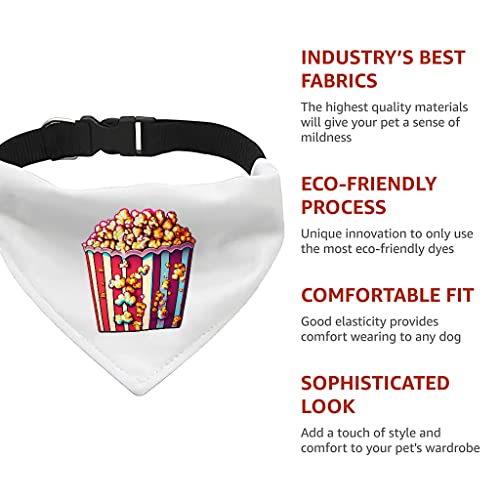GENERIC Popcorn Pet Bandana Collar - Food Print Scarf Collar - Colorful Dog Bandana - XL