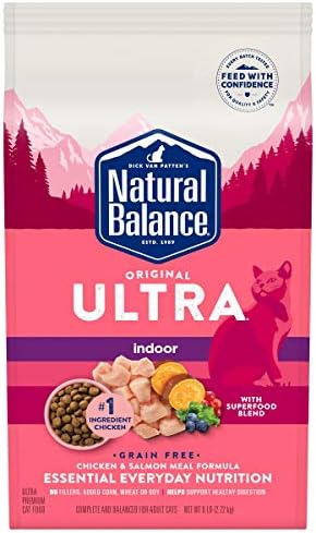  Natural Balance Original Ultra Indoor Chicken & Salmon Meal Cat Food, Dry Food For Indoor Adult Cats, 15-lb. Bag