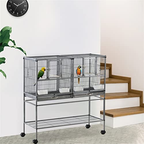  ACQUIRE Metal Bird Cage For Finch Canaries Parakeets Cockatiels With Rolling Stand, Removable Metal Tray, Wood Perch