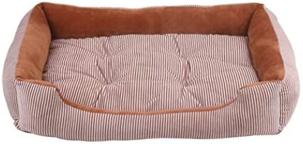  SENERY 50-90cm Large Dog Bed Winter Warm Cat House Soft Double Sided Puppy Cushion Striped Pattern Pet Kennel