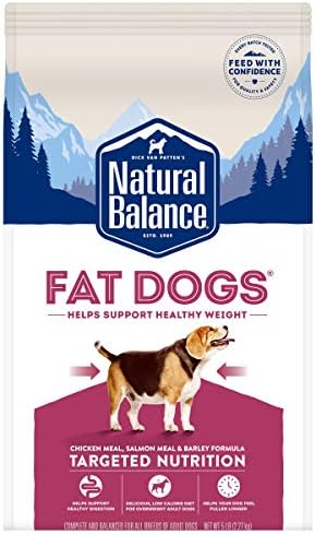  Natural Balance Fat Dogs Low Calorie Dry Dog Food Chicken Meal, Salmon Meal, Garbanzo Beans, Peas & Oatmeal, 15 Pounds (Packaging May Vary)