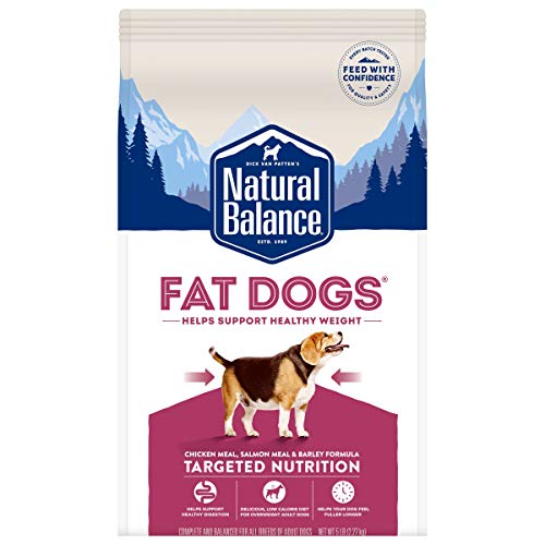  Natural Balance Fat Dogs Low Calorie Dry Dog Food Chicken Meal, Salmon Meal, Garbanzo Beans, Peas & Oatmeal, 5 Pounds (Packaging May Vary)