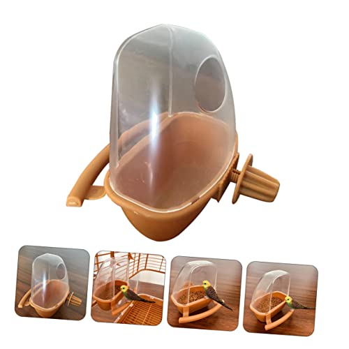  EVANEM Bird Food Box Clear Bird Feeder Bird Cages For Cockatiels Bird Cage Feeder Bird Coop Cup Bird Cage Bowl Parrot Feeder With Perch Bird Feeder With Stand Parrot Food Feeder Pet 2pcs