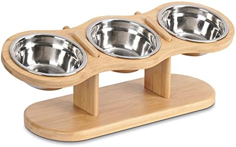  CILXGQLN Elevated Cat Bowls Raised Cat Food Bowls, 15° Tilted Pet Bowls For Cats Puppy Small Dogs, Raised Dog Bowl Stand Feeder Adjustable Dog Cat Food Water Bowls Stand With 3 Stainless Steel Bowls