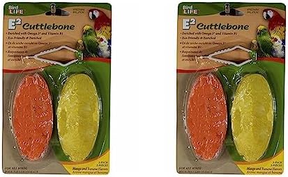  Penn-Plax Bird-Life Flavored E Cuttlebone 6 Pack – Mango & Banana – Enriched With Omega 3 And Vitamin B1 – Great For All Birds