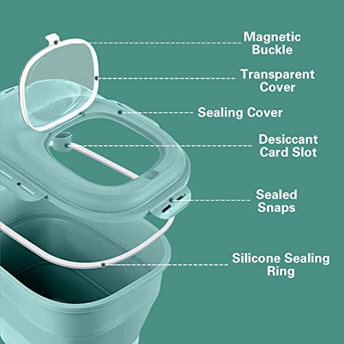  PETILALA Collapsible Dog Food Storage Container, 30Lbs Capacity Large Plastic Dog Cat Food Storage Containers With Airtight Lids/Measuring Scoop/Wheels, 48Qt Leakproof Airtight Sealed Dispenser Bin