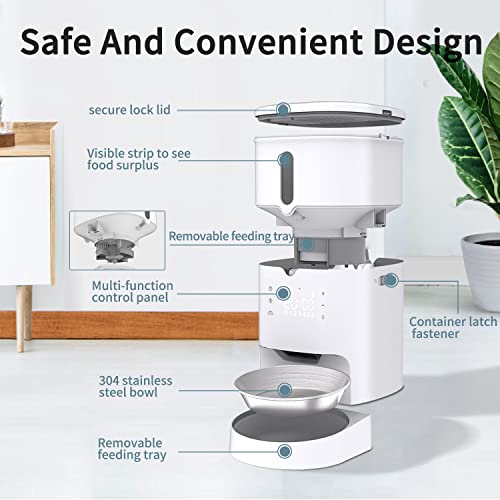  SUEHEE Automatic Cat Feeders,3L Dry Food Dispenser With Desiccant Bag Smart Feed For Cat And Dogs With Programmable Timer And Portion Up To 6 Meals, 50 Portions Per Meal, 6s Voice Recorder