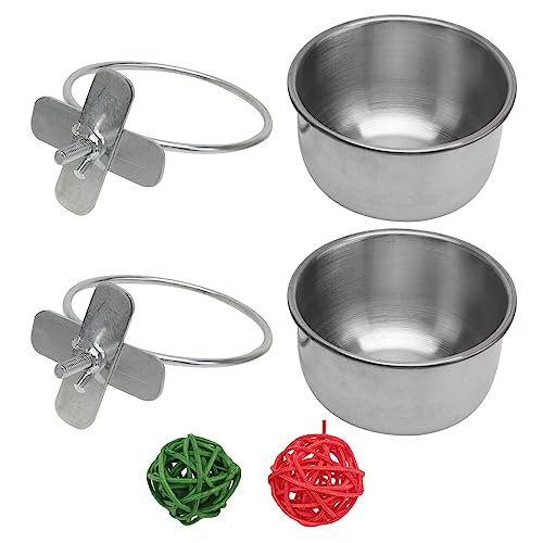 1 Set Cat Stainless Rattan Water Animal Birds Guinea Coop Crate Color And Hanging Bowls Pet Toy Fun Ball For Play Sturdy Rat Holder Bird With Puppy Feeder Bowl Dog Pigs Cups