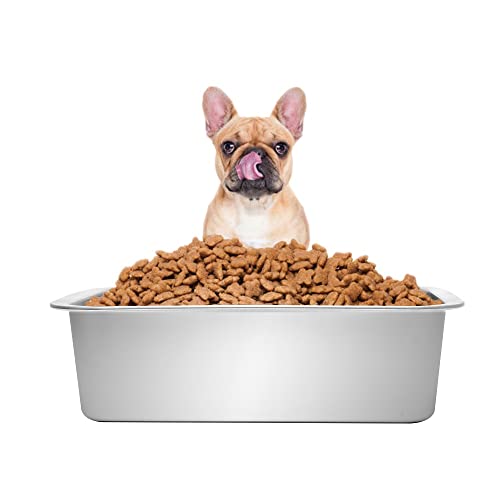  Kichwit Extra Large Dog Bowl 304 Food Grade Stainless Steel Pan, Dishwasher Safe (14 X 10.5 X 4 Inches)