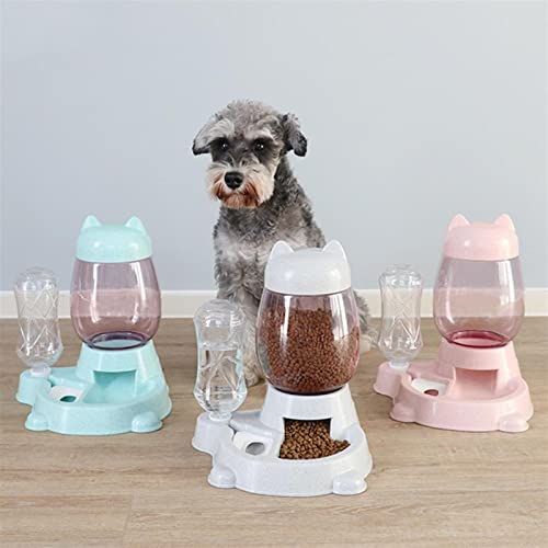  AACARB Cat Water Dispenser, Pet Automatic Drinking Fountain Dual-Use Food Bowl Water Bottle Dog Cat Feeder (Color : Pink)