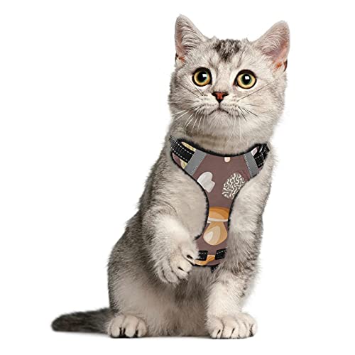  Poeticcity Mushrooms Natural Fungus Mushrooming Organic Food On Brown No Pull Vest Harness, Padded Reflective Adjustable Harnesses For Small To Large Dogs Cats With Leash Clips Easy Control Handle S