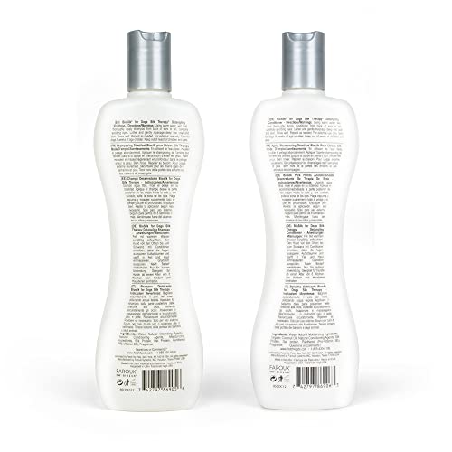  BioSilk For Dogs Silk Therapy Detangling Shampoo And Conditioner Bundle, 12 Fl Oz Each | Matted Hair Dog Detangler, Dog Detangling Shampoo & Conditioner | Sulfate And Paraben Free, Made In The USA