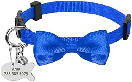  Breakaway Cat Dog Collar Quick Release Safety Kitten Cats Collar With Engraved Fish ID Tag Name Bowknot With Bell Hot Pink XS