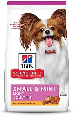  Hill's Science Diet Dry Dog Food, Adult, Light, Small Paws, Chicken Meal & Barley Recipe, 15.5 Lb. Bag