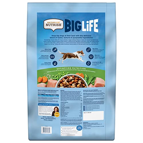  Rachael Ray Nutrish Big Life Dry Dog Food, Savory Chicken, Barley & Veggies, 40 Pounds