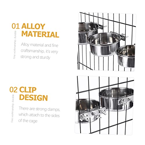  Bird Cage Mount Bowl Stainless Steel Dog Bowls 2pcs Feeder Silver Alloy Stainless Steel Rabbit Food Metal Bird Feeder