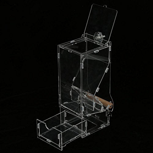  Bird Food Feeder Acrylic Transparent Pet Seeds Automatic Food Feeder Cage Toy (Size : L Single)