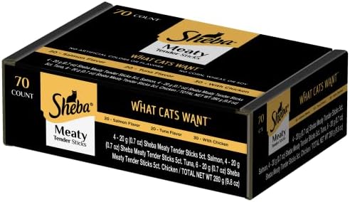  Sheba Treats Meaty Tender Sticks Soft Cat Treats Chicken Flavor, 0.14 Oz, 5 Count (Pack Of 10)