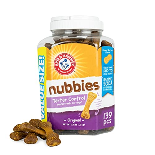  Arm & Hammer For Pets Nubbies Dental Treats For Dogs From Arm And Hammer - Dog Dental Chews Fight Bad Dog Breath, Plaque & Tartar-Dog Dental Care, 139 Count(Pack Of 1)
