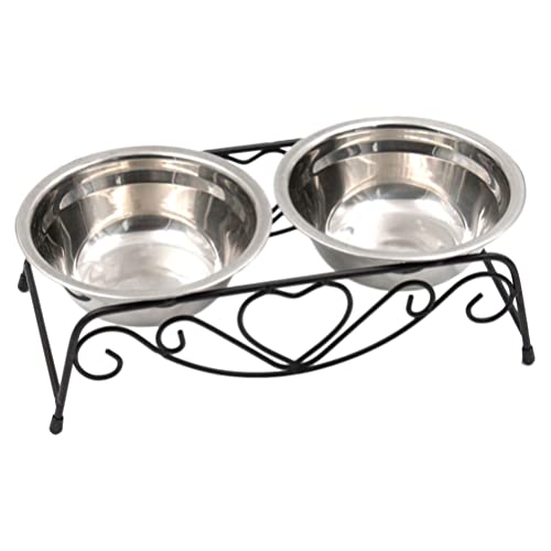  Stainless Steel Water Dispenser Double Dog Cat Bowl Premium Stainless Steel Water Food Raised Bowls Pet Feeder Bowls Set With Rack For Kitten Animal Home Water Dispenser