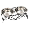  Stainless Steel Water Dispenser Double Dog Cat Bowl Premium Stainless Steel Water Food Raised Bowls Pet Feeder Bowls Set With Rack For Kitten Animal Home Water Dispenser