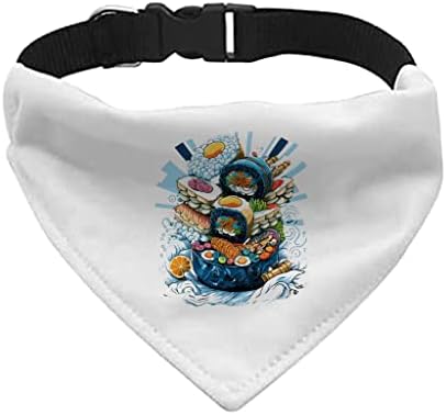 GENERIC Cartoon Sushi Pet Bandana Collar - Food Design Scarf Collar - Cute Dog Bandana - L
