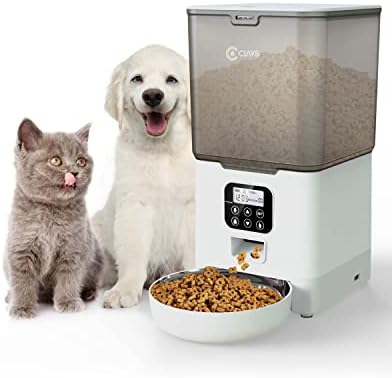  Ciays Automatic Cat Feeders, 5.6L Cat Food Dispenser Up To 20 Portions Control 4 Meals Per Day, Pet Dry Food Dispenser For Small Medium Cats Dogs, Dual Power Supply & Voice Recorder, Black, PAF-A06