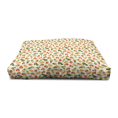  Lunarable Vegetable Wooden Pet House, Vegetarian Food Pattern With Colorful Ingredients With Grunge Backdrop, Outdoor & Indoor Portable Dog Kennel With Pillow And Cover, Small, Multicolor