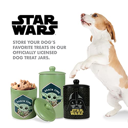  Star Wars For Pets The Mandalorian Snack Time Dog Treat Jar | 10 X 5 Ceramic Dog Treat Jar With Lid, Dishwasher Safe |Baby Yoda Green Dog Food Storage Container | Baby Yoda Treat Jar