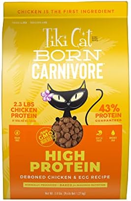  Tiki Cat Born Carnivore High Protein, Herring & Salmon Meal, Grain-Free Baked Kibble To Maximize Nutrients, Dry Cat Food, 2.8 Lbs. Bag