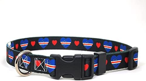  Dog Collar | I Love Cape Verde | Hearts | Great For National Holidays, Special Events, Festivals, Parades | Made In USA | XSmall Small Medium Large XLarge