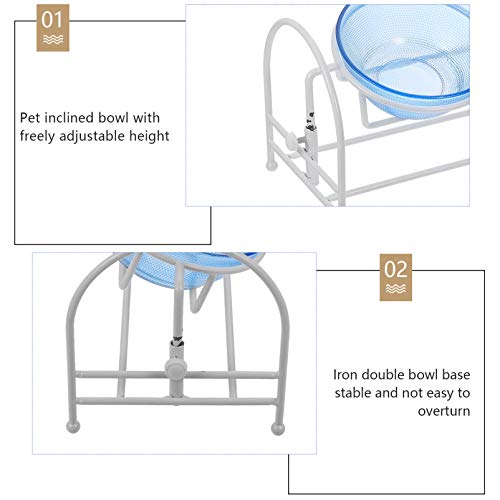  POPETPOP Puppy Water Bowl Double Cat Bowls With Iron Stand Glass Dog Bowls Raised Pet Bowls Food Water Dish Feeder No Spill Non-Skid For Puppy Kitten Glassine