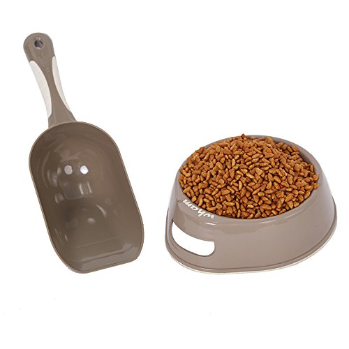  Lucky Tree 3 Color Cat Litter Pan Litter Box Plastic Cat Food Bowl With Scoop Shovel, 4Pcs Pet Supplies Set For Cats