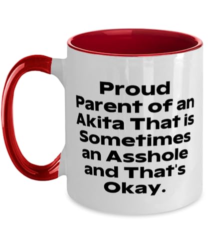 GENERIC Cute Akita Dog Two Tone 11oz Mug, Proud Parent Of An Akita That Is Sometimes An Asshole And, New Cup For Pet Lovers From Friends, Pet Toys, Cat Toys, Dog Toys, Pet Food, Cat Food, Dog Food