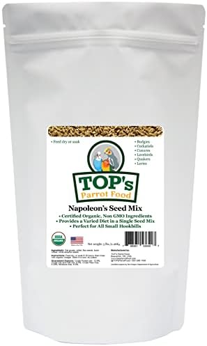  TOP's Napoleon's Seed Mix For All Small Hookbills, Non-GMO, Soy Free, Corn Free, USDA Organic Certified, 5 Lb