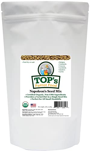  TOP's Napoleon's Seed Mix For All Small Hookbills, Non-GMO, Soy Free, Corn Free, USDA Organic Certified, 5 Lb