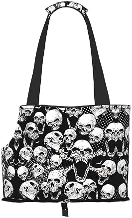  Mqgmz Skull Background Print Pet Carrier Tote Bag With Pocket Safety - Amazing Design