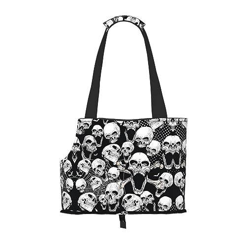  Mqgmz Skull Background Print Pet Carrier Tote Bag With Pocket Safety - Amazing Design