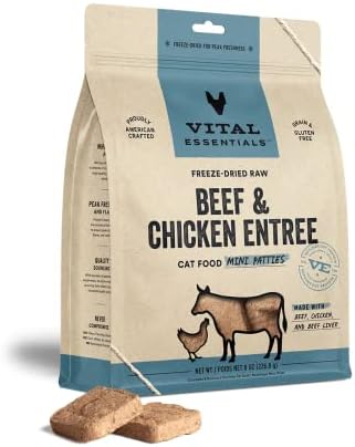  Vital Essentials Freeze Dried Cat Food, Pork Dinner Patties 8 Oz