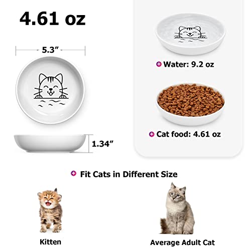  Y YHY Cat Bowls, Cat Dishes 5OZ Cat Food And Water Bowls For Dry And Wet Food 3 Set Wide Dish White Cat Bowl For Indoor Cat, Dog, Kitten, Puppy, Rabbit