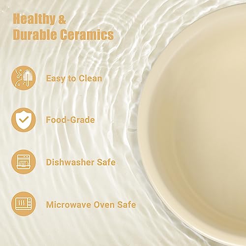  SPUNKYJUNKY Ceramics Elevated Dog Bowls Raised Dog Bowls With Non-Slip Stand For Medium Large Dog Food And Water Pet Feeding Bowl(Double 56OZ Bowl,Cream White)