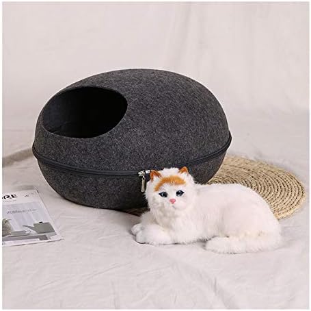  YangYan Pet Cat Bed Cave Sleeping House Nest Kennel Felt Cloth Zipper Pet Cat Basket Egg Shape Pet Bed Mat Cushion For Cats Small Dogs (Color : D, Size : 47x39x25cm)