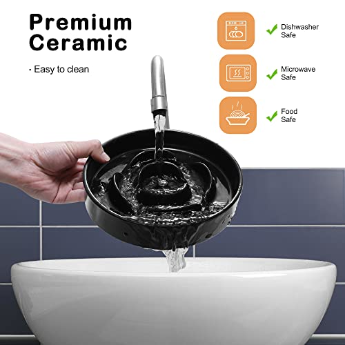 Sted Slow Feeder Dog Bowls Ceramic, 2.5 Cups Slow Feeder Dog Bowls Small Medium Breed, Dog Food Bowls, Heavy Premium Ceramic Dog Bowls, Help Dog Slow Down Eating, Diameter 8.6 In & Tall 1.6 In, Black