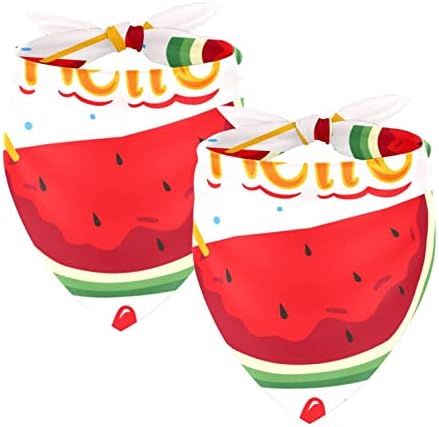  2 Pack Adjustable Dog Bandana,Soft Washable Triangle Bib Hello Summer Cute Food Ice Cream Pineapple Kerchief Scarfs For Small Medium Large Dogs And Cats