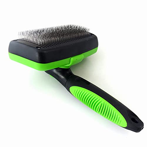 Self Cleaning Pet Slicker Brush Dogs Cats Grooming Brush Deshedding Tool For Cats Dogs With Short To Long Hair (Color : Green+Black)