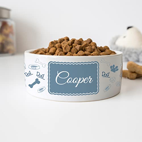 GENERIC Personalized Dog Paw Print Pattern Pet Bowl, Dog Name Bowl, Gift For Pets, Ceramic Bowl Available In Two Sizes