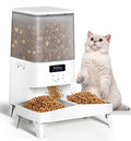  COKBER Automatic Cat Feeders For Two Cats,5L Timed Automatic Pet Feeder With Anti-Stuck Design And Double Bowls, Dry Food Dispenser With Panel Control For 1-2 Cats And Small Dogs,Dual Power Supply
